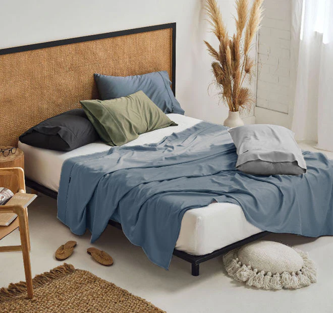 Nara 400THC Bamboo Cotton Mega Sheet Set Range Bluestone