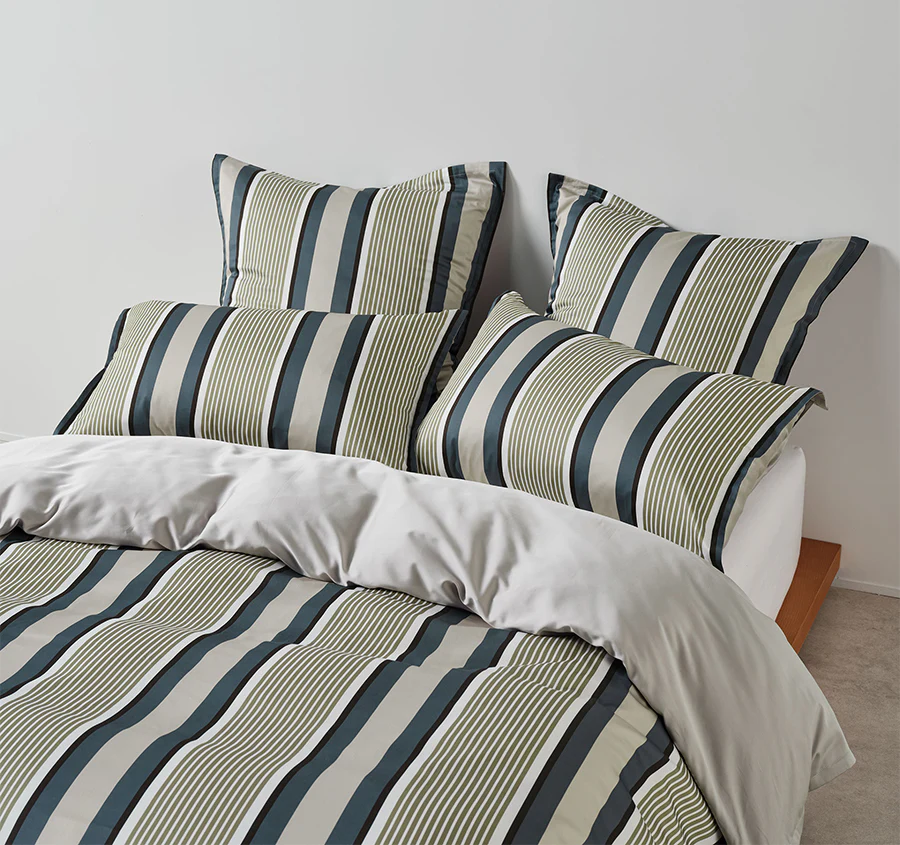 Nara Stripe Quilt Cover Set Range Bluestone - Image 5