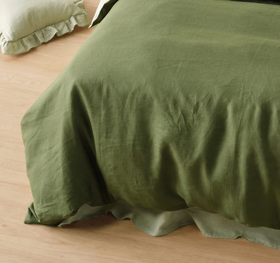 Nimes Duet Quilt Cover Set Range Moss and Wasabi - Image 3