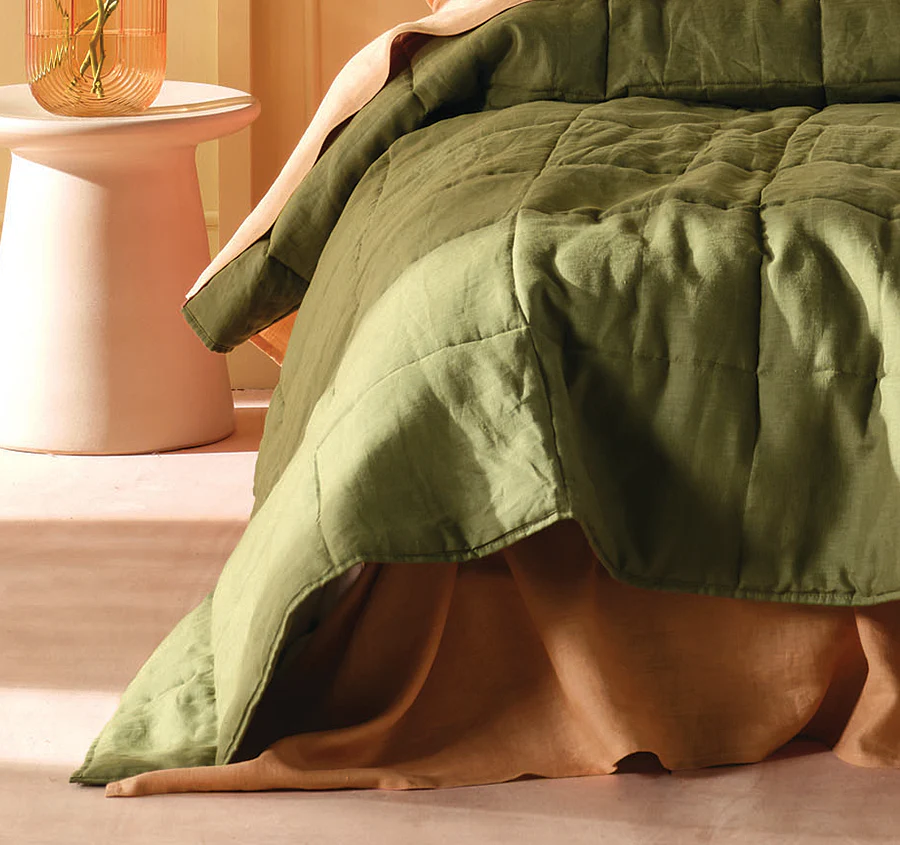 Nimes Linen Coverlet Moss - Image 3