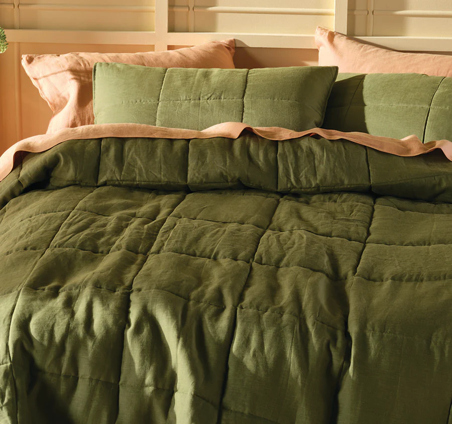 Nimes Linen Coverlet Moss - Image 5