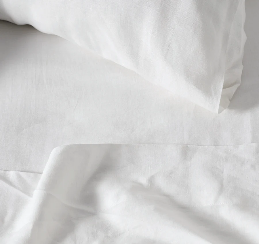Nimes Linen Mega Flat Sheet Range White - Image 3