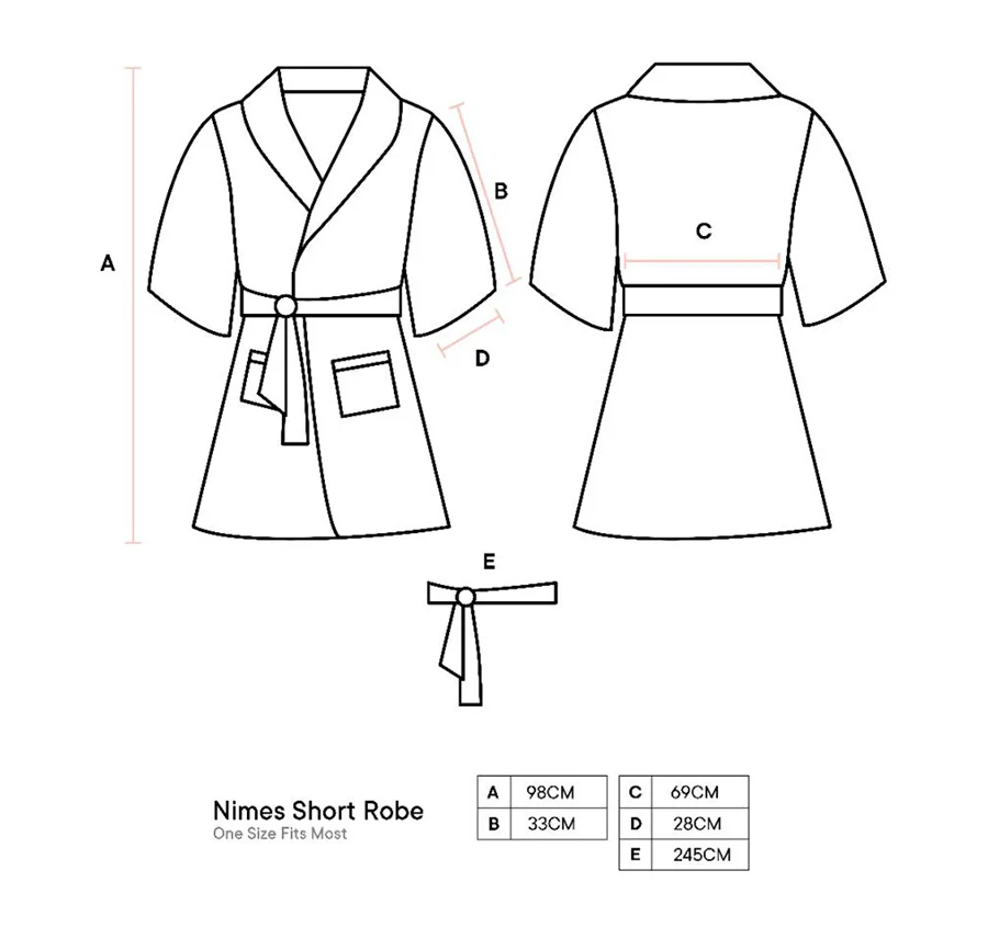 Nimes Linen One Size Short Bathrobe Moss - Image 4
