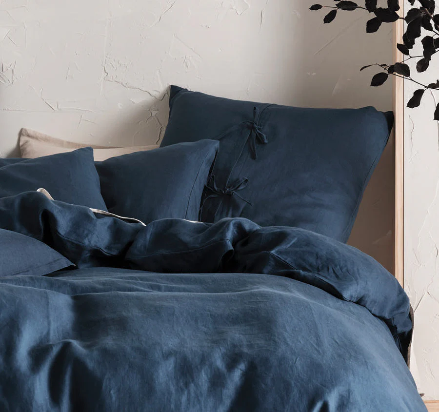 Nimes Linen Quilt Cover Set Range Navy - Image 4