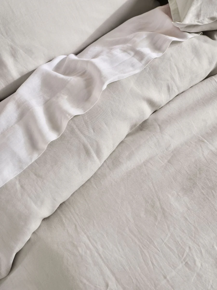 Nimes Linen Quilt Cover Set Range Pale Grey - Image 2