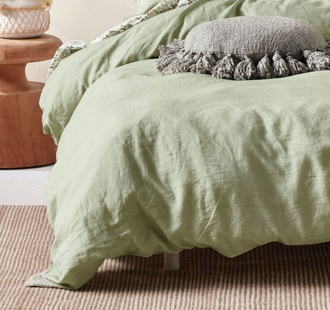 Nimes Linen Quilt Cover Set Range Wasabi - Image 3