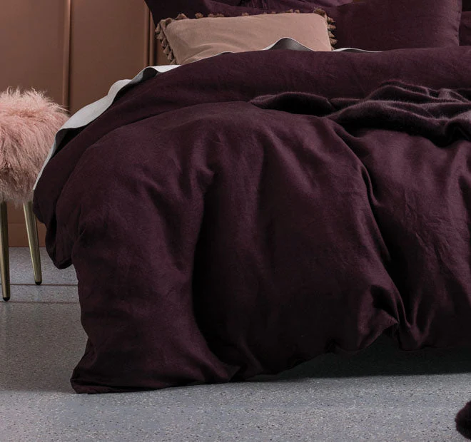Nimes Linen Quilt Cover Set Range Wine - Image 3