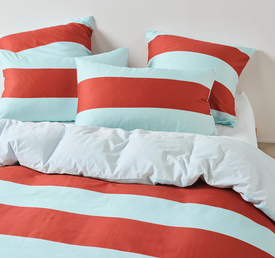 Rugby Stripe Quilt Cover Set Range Chilli - Image 5