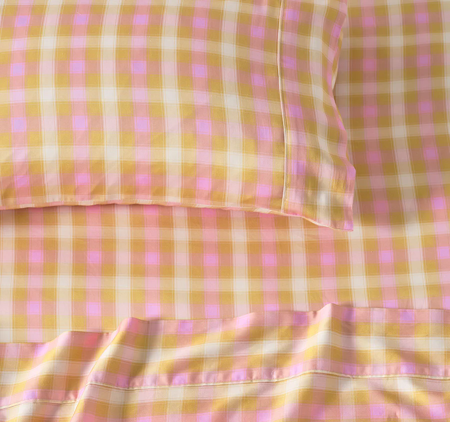 Sunrise Check Sheet Set Range Bubblegum - Image 3