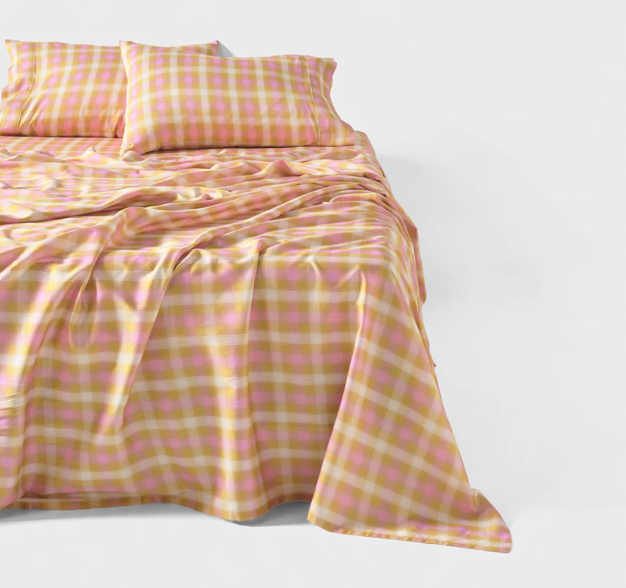 Sunrise Check Sheet Set Range Bubblegum - Image 5