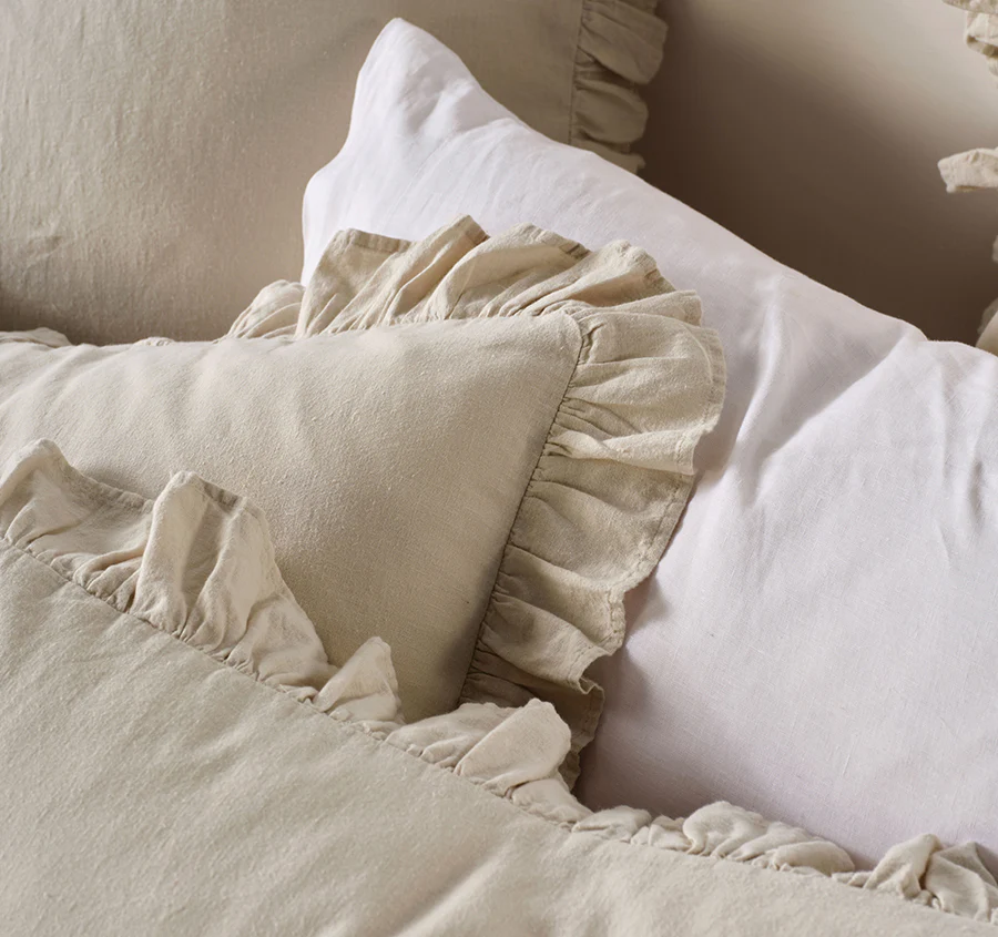 Vintage Ruffle Quilt Cover Set Range Natural - Image 4