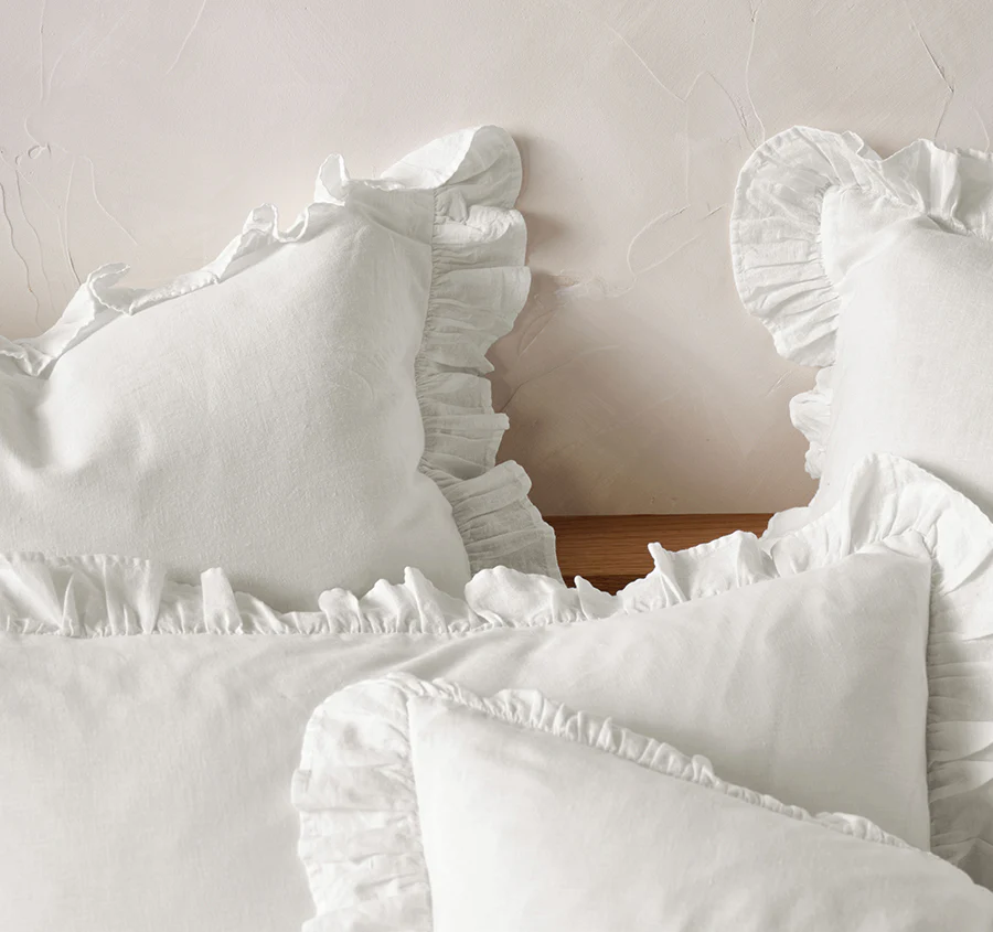 Vintage Ruffle Quilt Cover Set Range White - Image 4