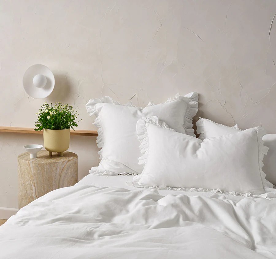 Vintage Ruffle Quilt Cover Set Range White - Image 5