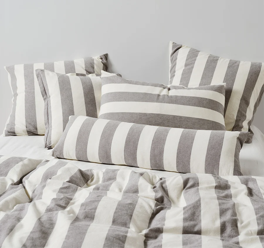 Vintage Stripe 30x90cm Filled Cushion Steel - Image 3