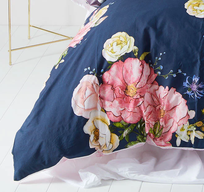 Bouquet Quilt Cover Set Range Navy - Image 3
