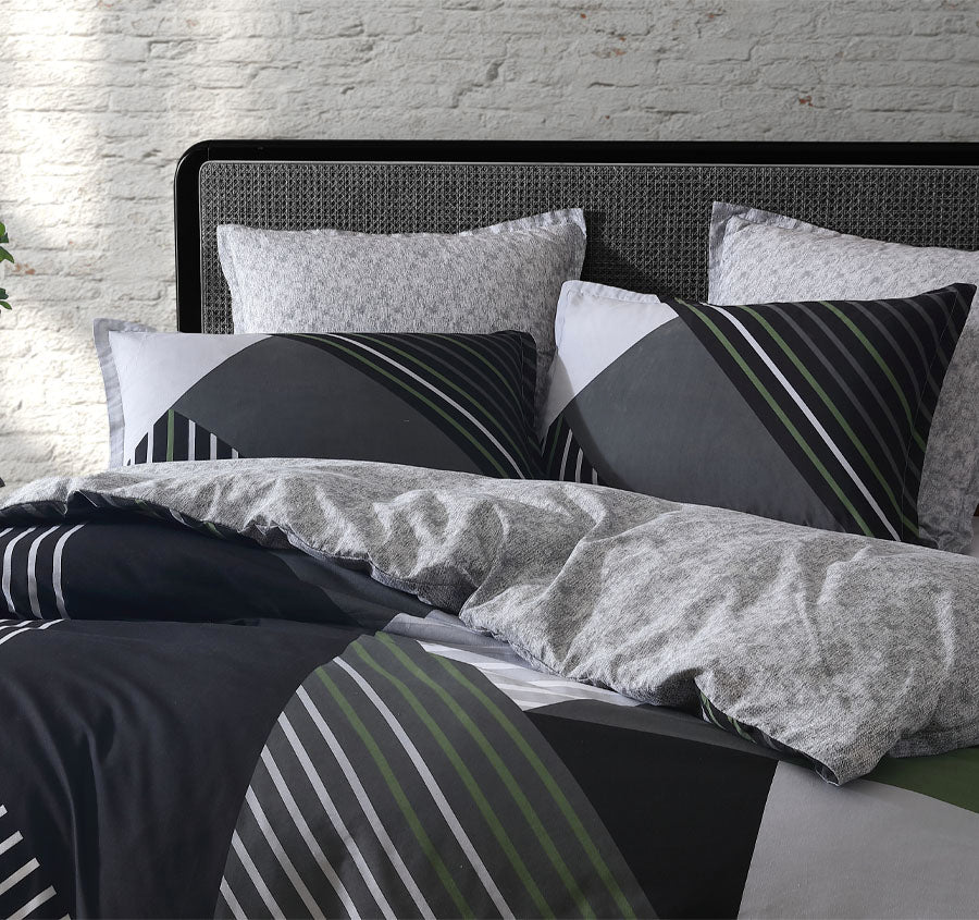 Noah Quilt Cover Set Range Charcoal - Image 4