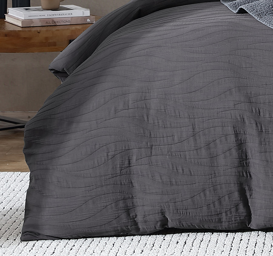 Ariel Quilt Cover Set Range Charcoal - Image 3
