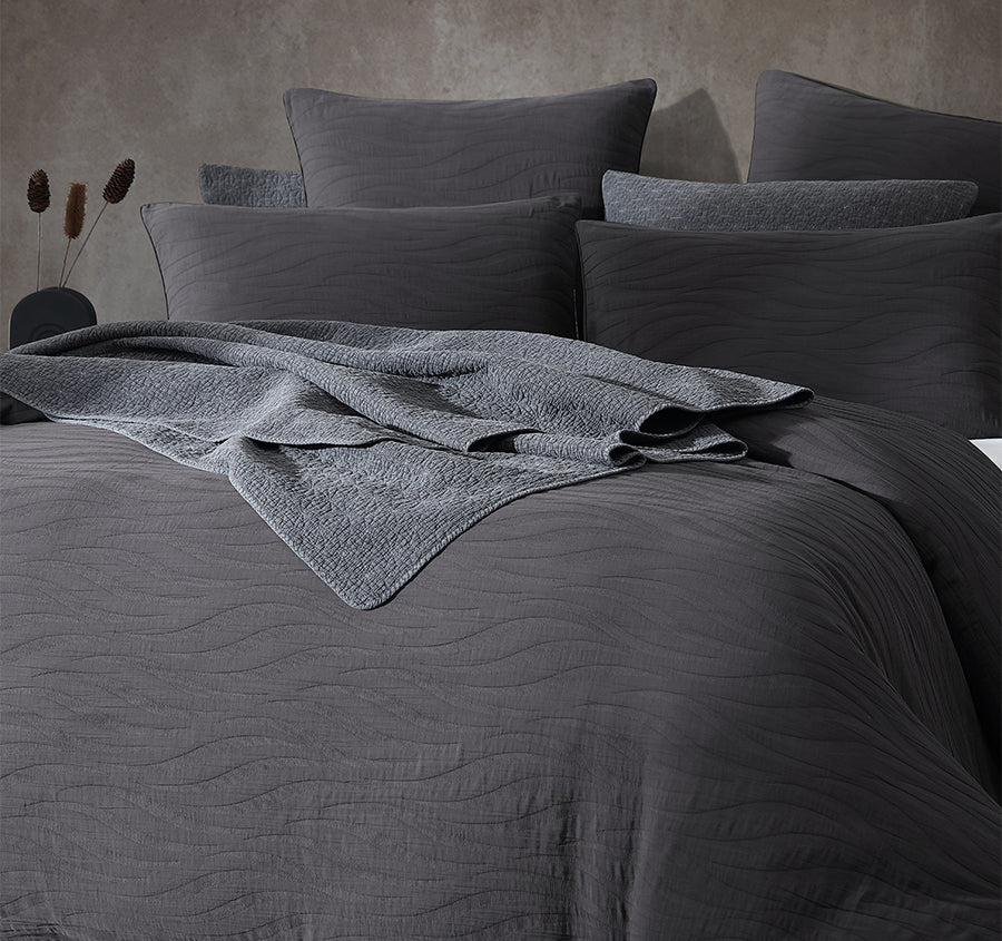 Ariel Quilt Cover Set Range Charcoal - Image 5