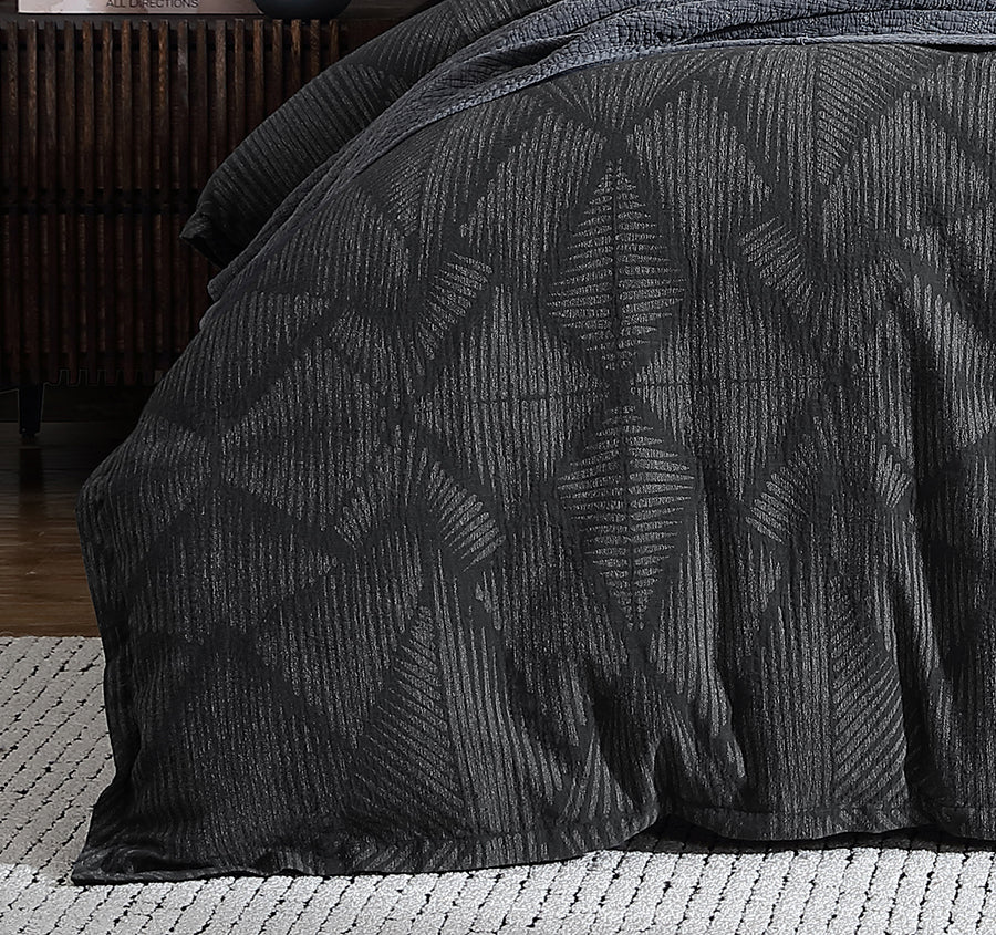 Kenya Quilt Cover Set Range Charcoal - Image 3