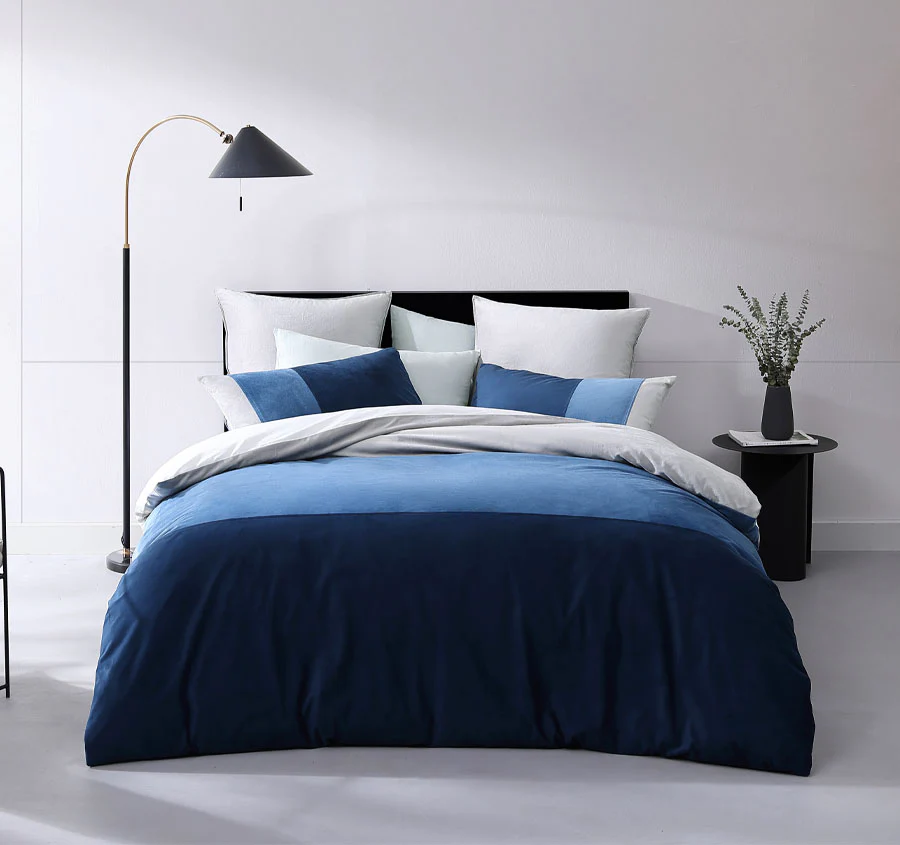Parker Quilt Cover Set Range Blue