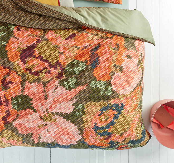 Embroidered Flower Quilt Cover Set Range Multi - Image 3