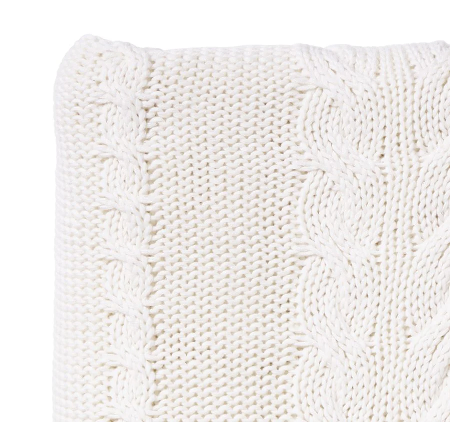 Country Cable Knit 130x170cm Throw White - Image 2