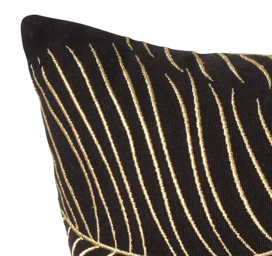 Golden Palms 30x50cm Filled Cushion Black - Image 2