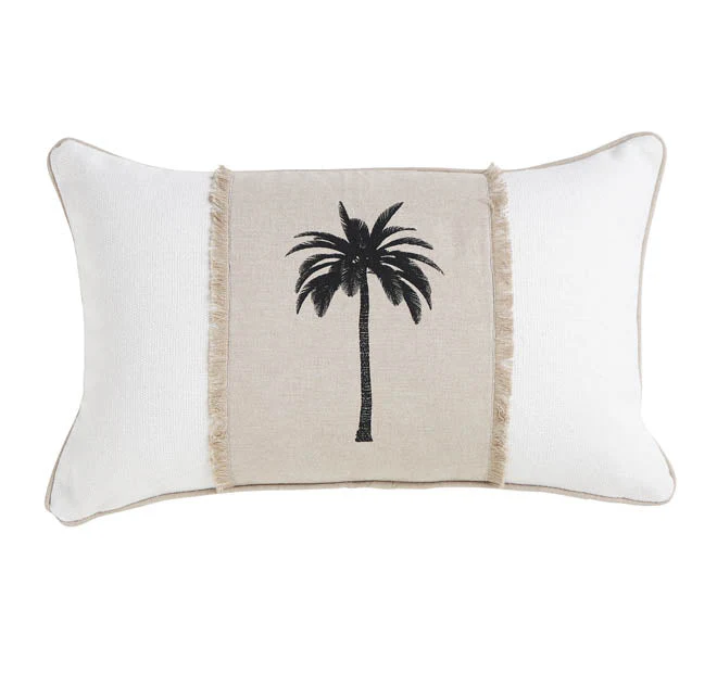 Havana Palm 30x50cm Filled Cushion White