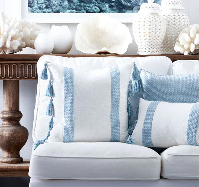 Jacquard Stripe 50x50cm Filled Cushion White - Image 3