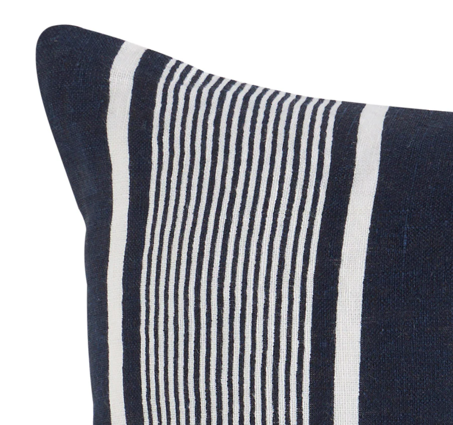 Linen Capri Stripes 55x55cm Filled Cushion Navy - Image 2