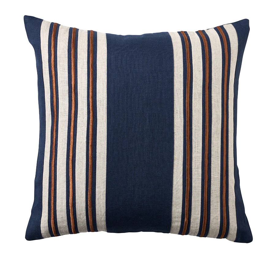 Linen Charleston 50x50cm Filled Cushion Navy