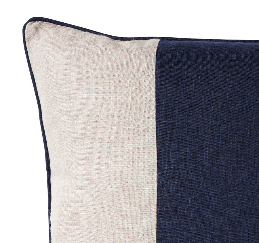 Linen Laguna Stripes 50x50cm Filled Cushion Navy - Image 2