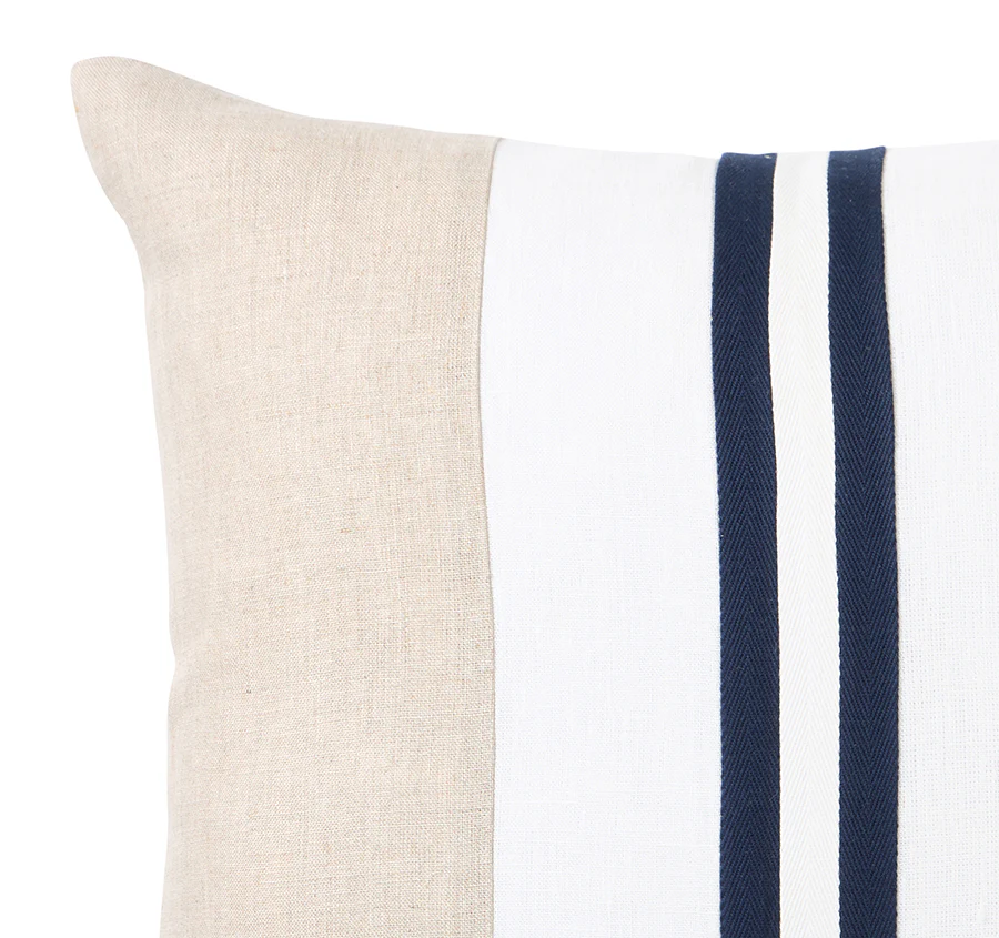 Linen Monaco Stripe 50x50cm Filled Cushion Navy - Image 2