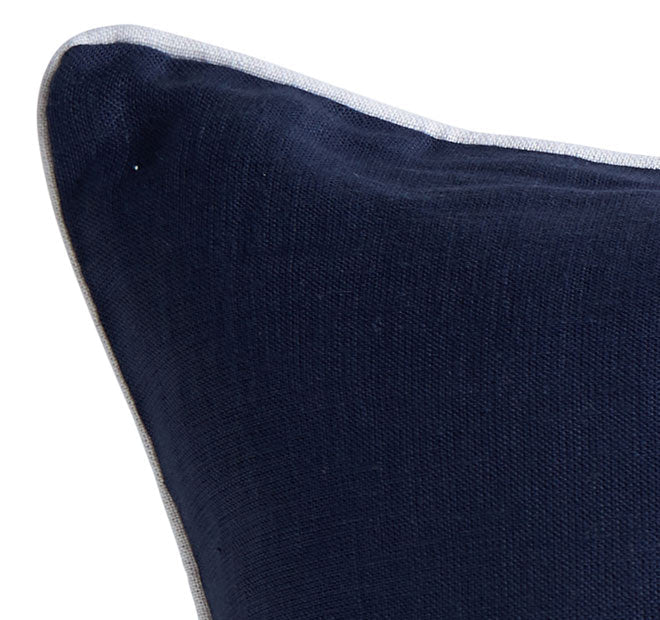 Linen Piping 50x50cm Filled Cushion Navy - Image 2