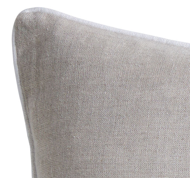 Linen Piping 50x50cm Filled Cushion Sand - Image 2