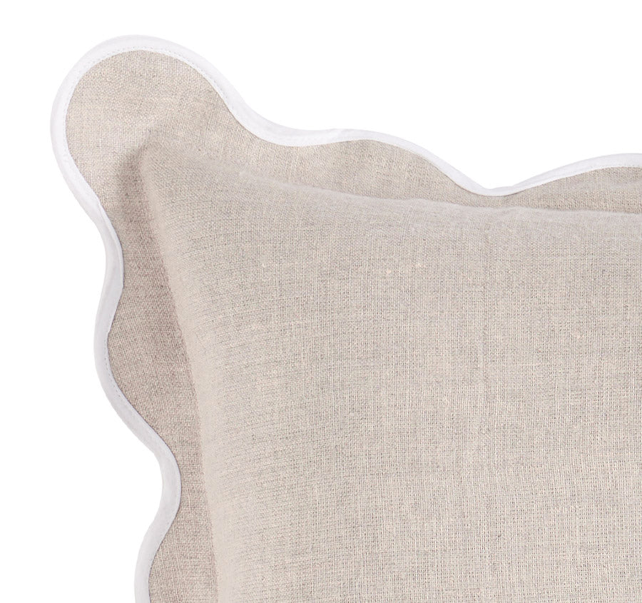 Linen Scallop 55x55cm Filled Cushion Sand - Image 2