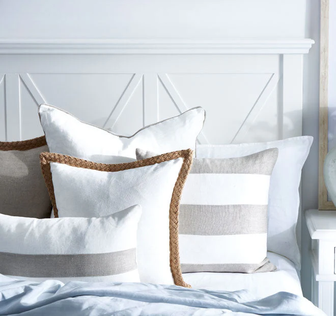 Linen Stripe 50x50cm Filled Cushion Sand - Image 3