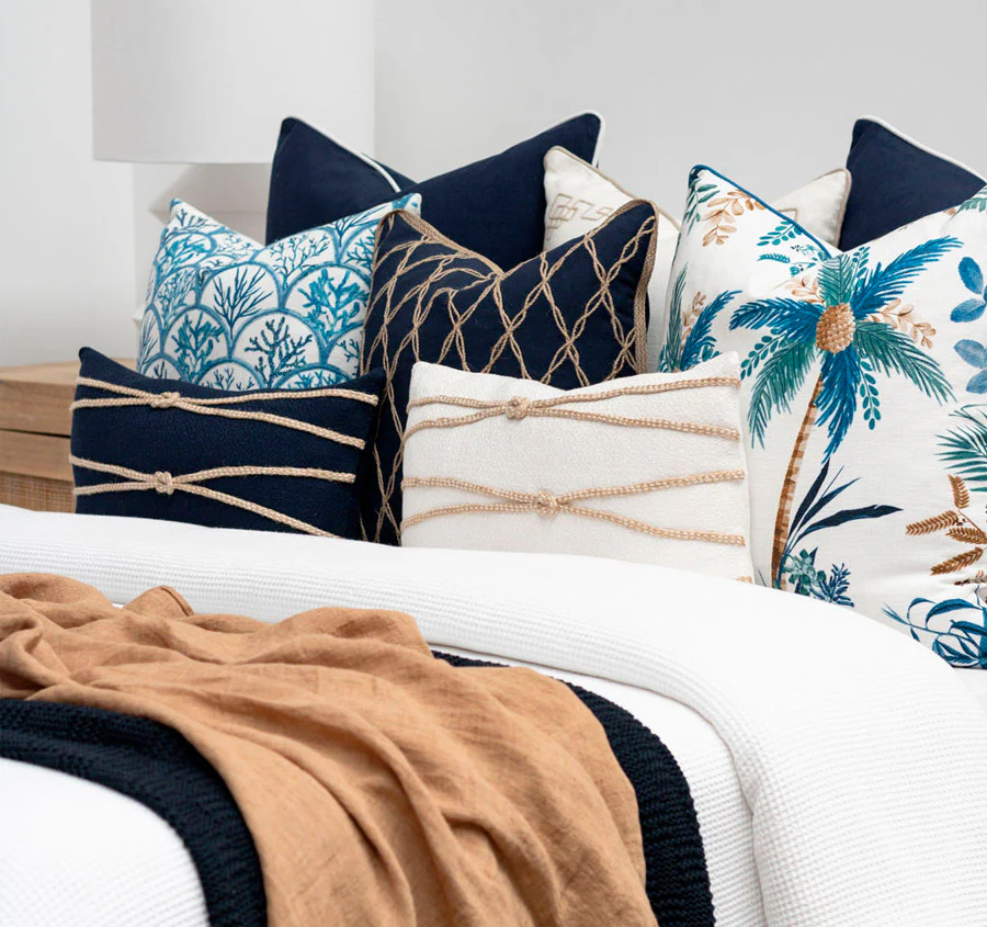 Palm Beach 55x55cm Filled Cushion Blue - Image 4