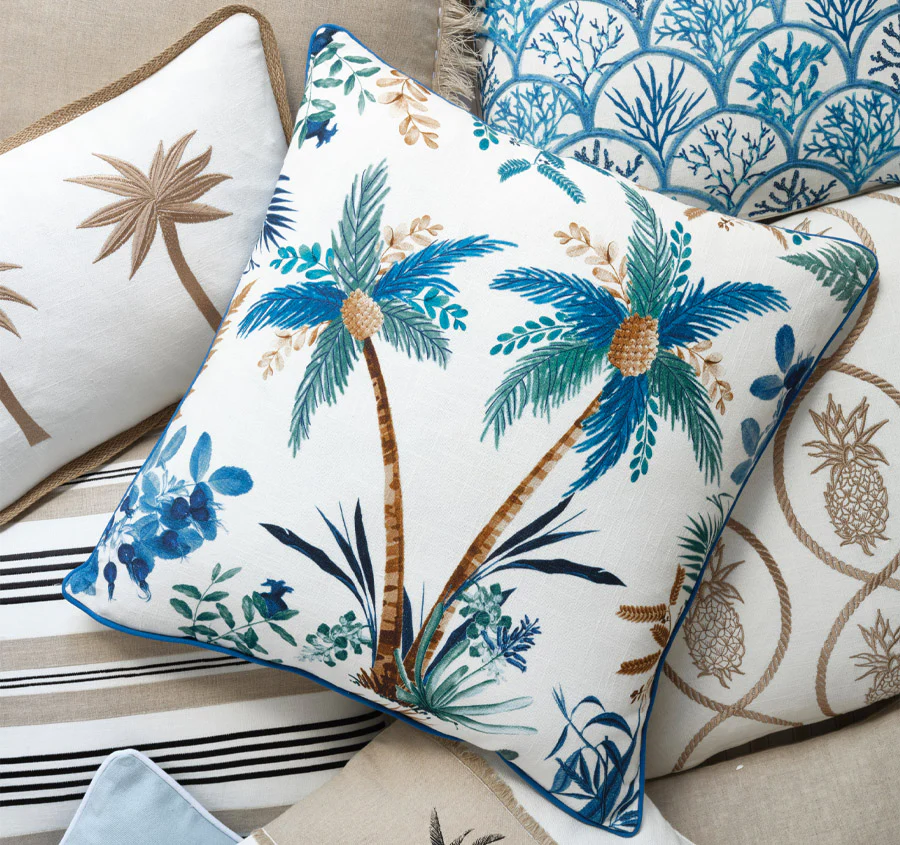 Palm Beach 55x55cm Filled Cushion Blue - Image 5
