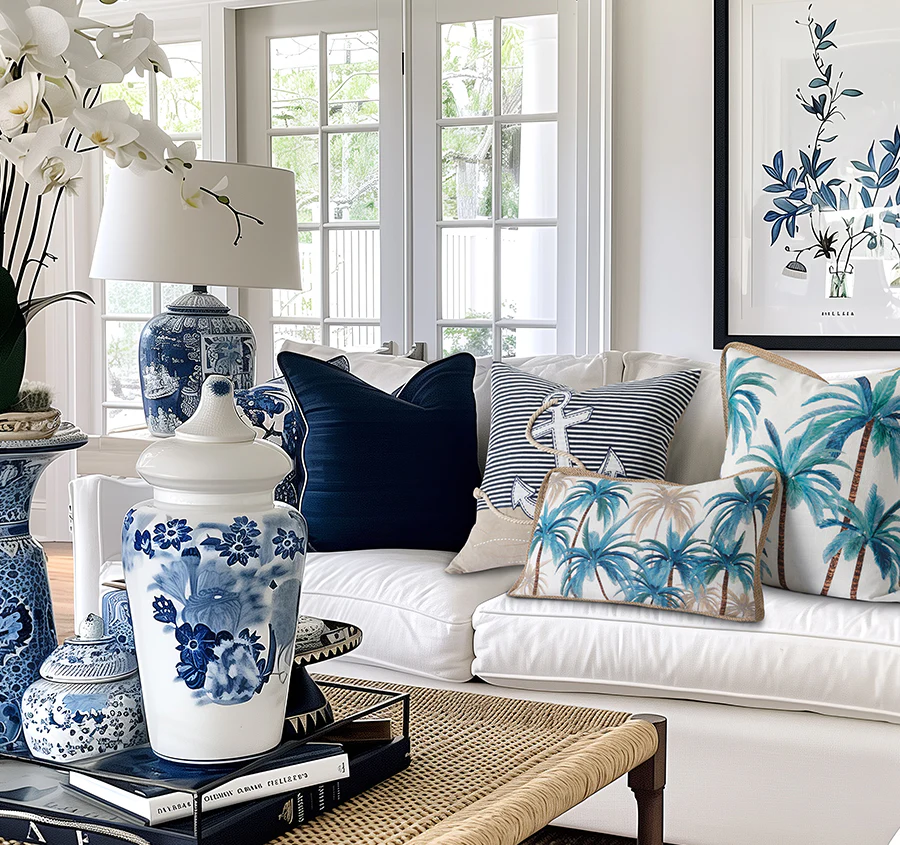 Palmy Blue Mirage 50x50cm Filled Cushion Sky Blue - Image 3