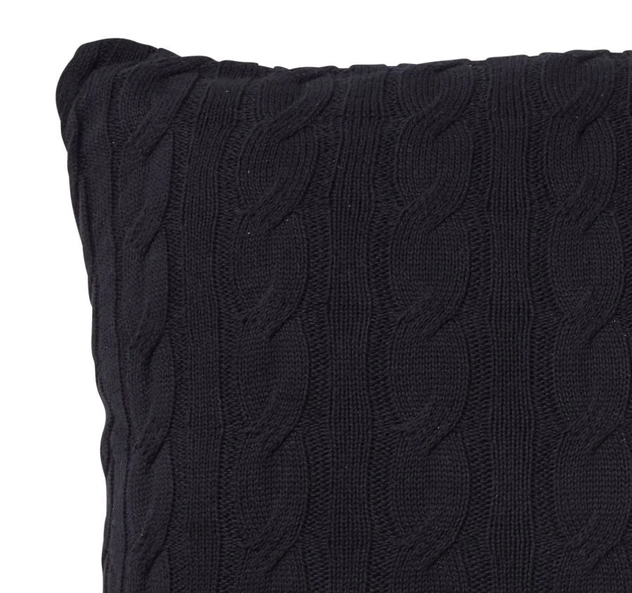 Paloma Cable Knit 50x50cm Filled Cushion Black - Image 2