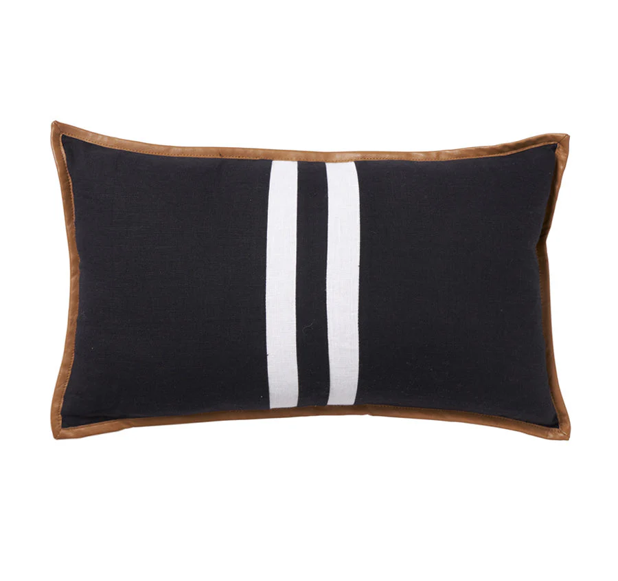 Portofino Stripe 30x50cm Filled Cushion Black
