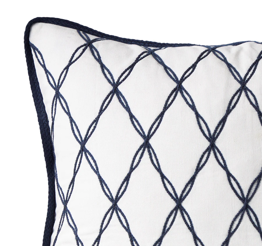 Santorini Lattice 50x50cm Filled Cushion Navy - Image 2