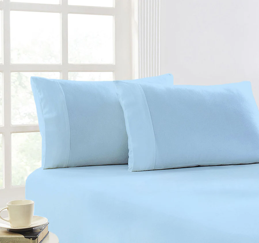 Egyptian Cotton Flannelette Mega Fitted Sheet Combo Range Sky
