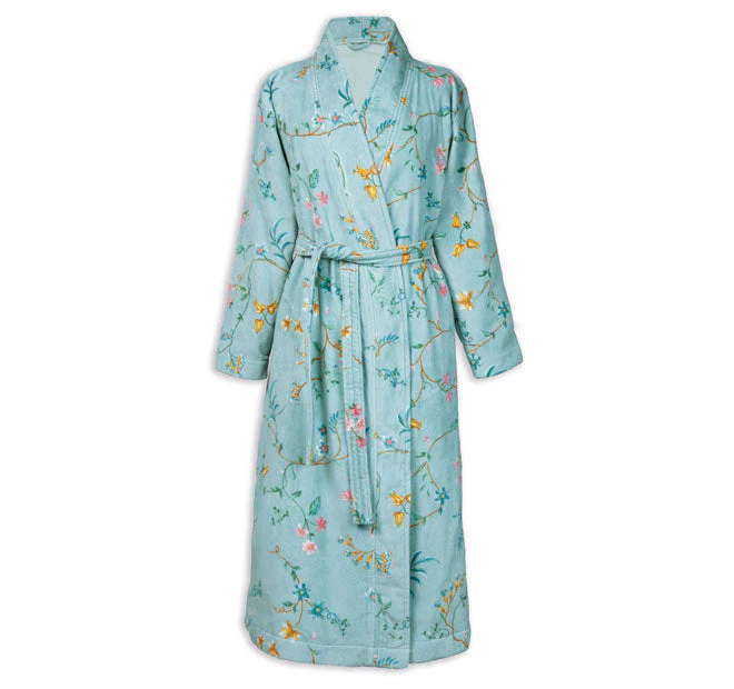 Les Fleur Cotton Velour Bathrobe Range Blue