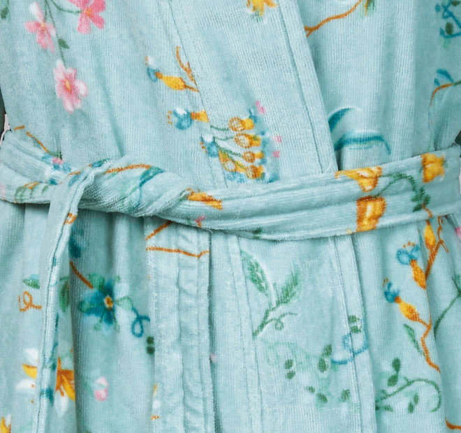 Les Fleur Cotton Velour Bathrobe Range Blue - Image 2