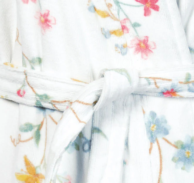 Les Fleur Cotton Velour Bathrobe Range White - Image 2