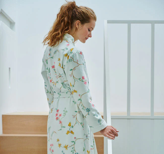 Les Fleur Cotton Velour Bathrobe Range White - Image 4
