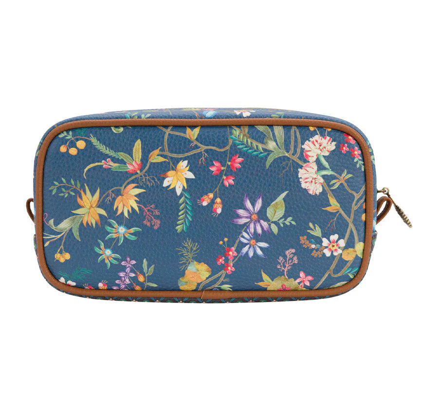 Petites Fleurs Small Square Cosmetic Bag Blue - Image 2