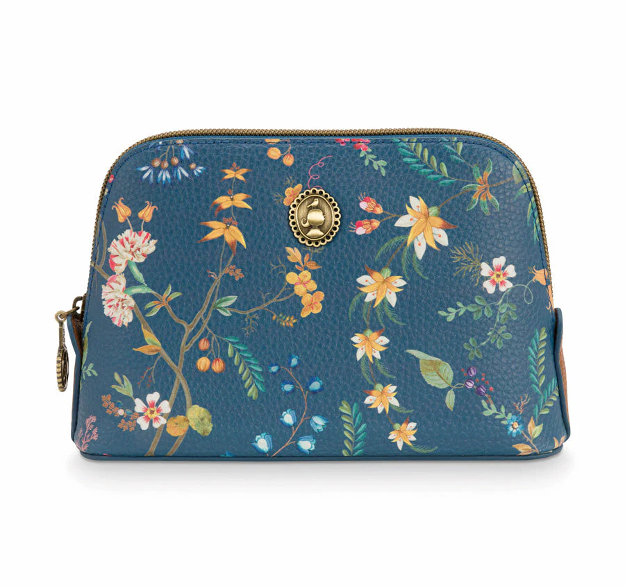 Petites Fleurs Small Triangle Cosmetic Bag Blue